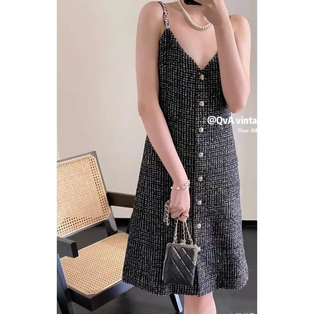 Chanel Tweed Dress MultiColor Tweed Very good - Back View