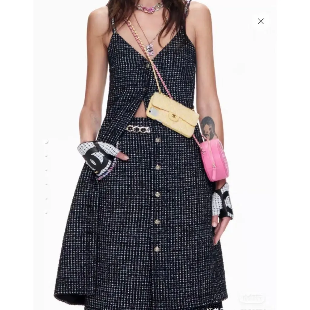 Chanel Tweed Dress MultiColor Tweed Very good - Inside View