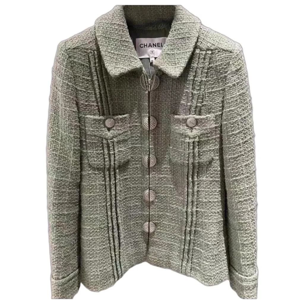 Chanel La Petite Veste Noire Green Wool Jacket Green Wool Very good - Front View