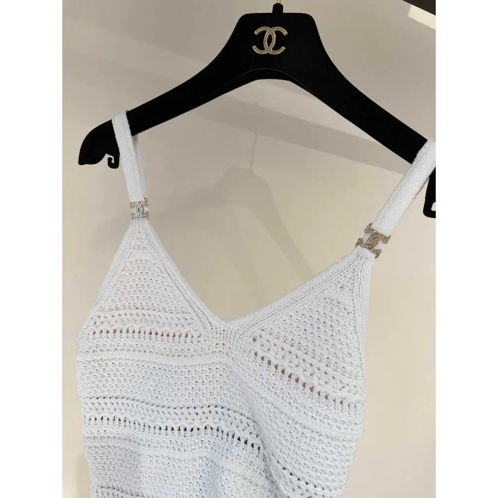 Chanel White Cotton Dress White Cotton Very good - Back View