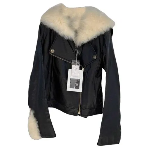 Chanel Black Leather Jacket Black Leather Never worn, with tag - Front View