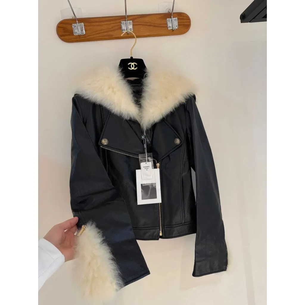 Chanel Black Leather Jacket Black Leather Never worn, with tag - Back View