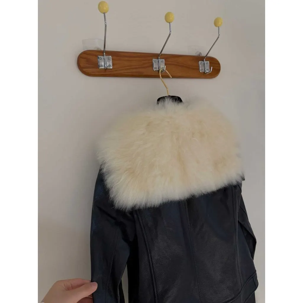 Chanel Black Leather Jacket Black Leather Never worn, with tag - Model View