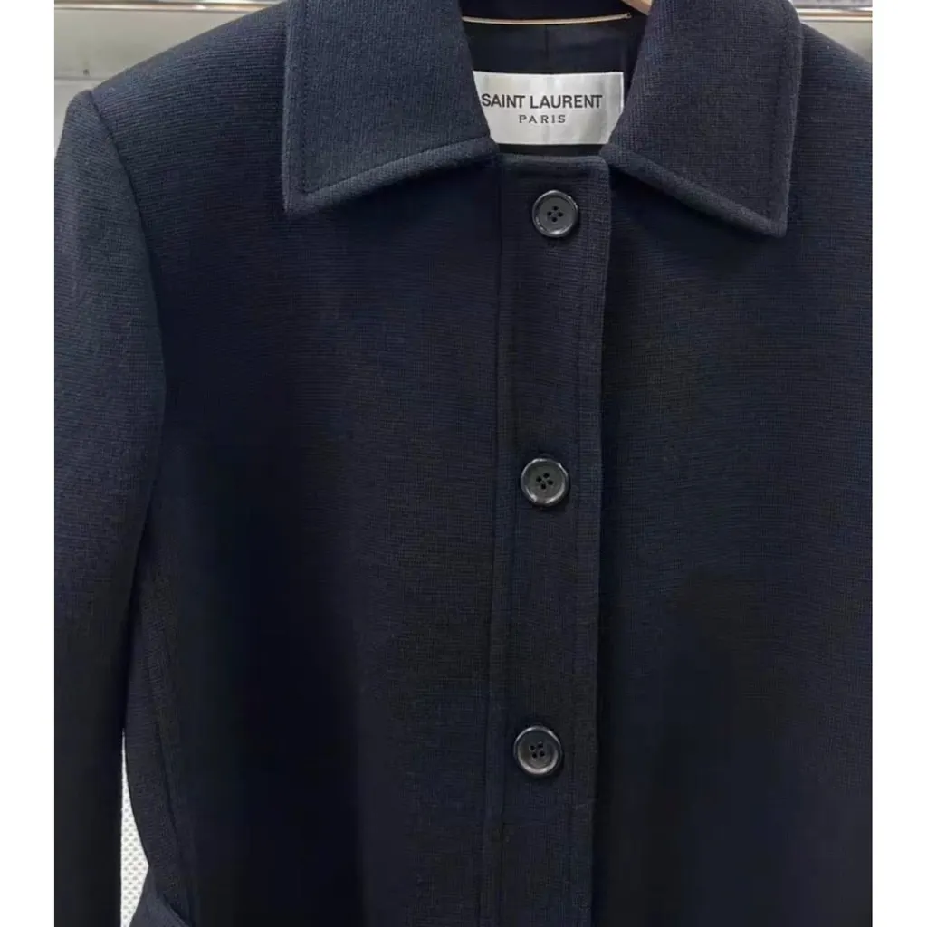 Saint Laurent Black Wool Coat Black Wool Very good - Inside View