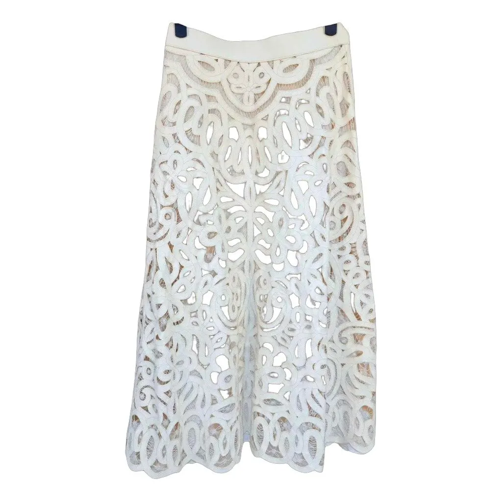 Dior White Leather Skirt White Leather Very good - Front View