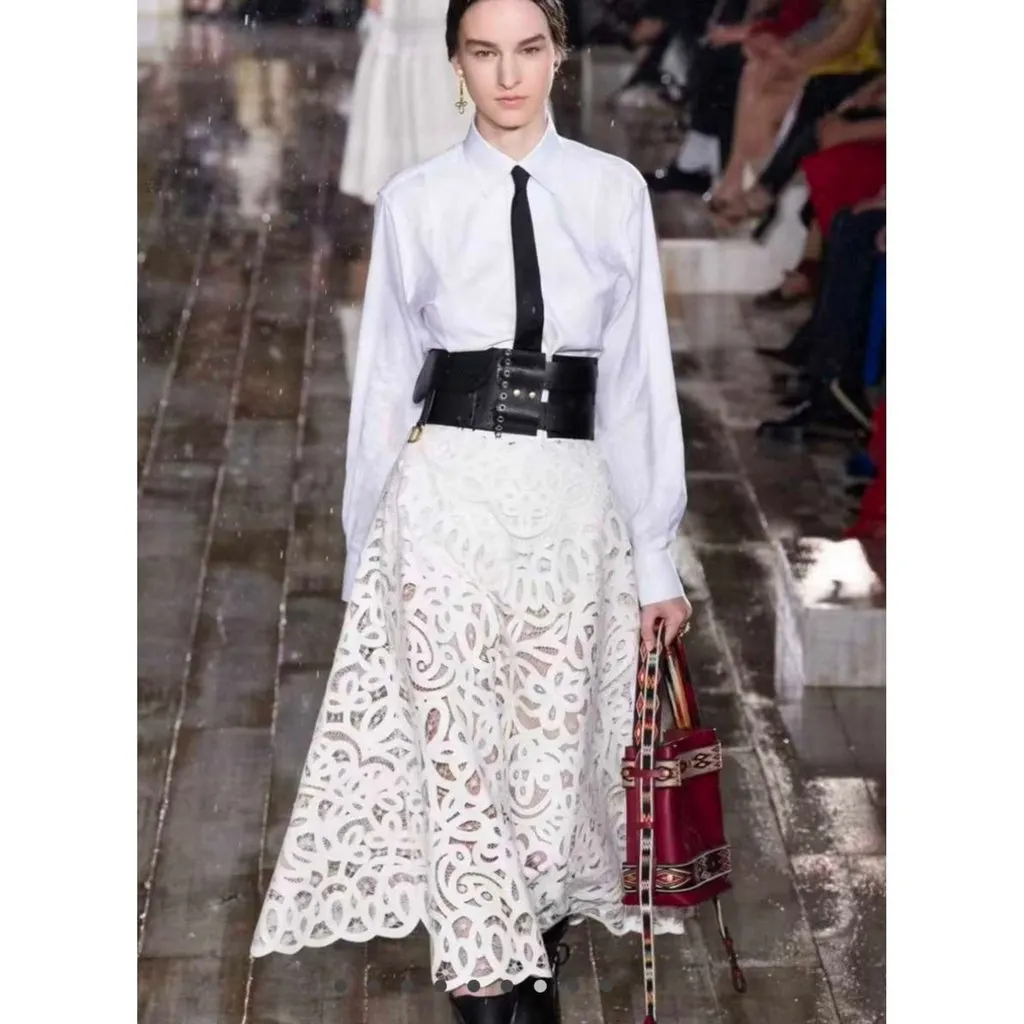 Dior White Leather Skirt White Leather Very good - Inside View
