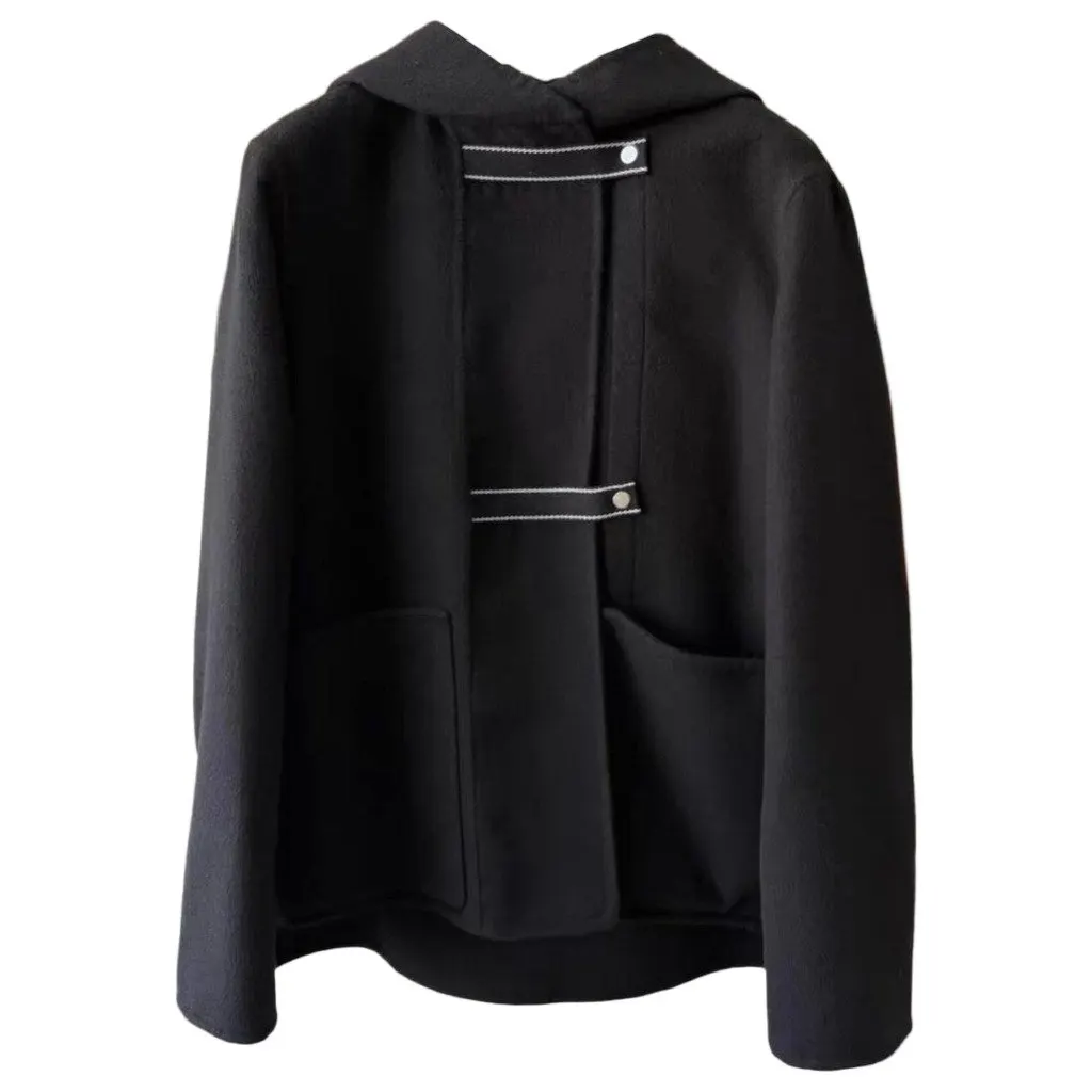 Hermes Black Cashmere Coat Black Cashmere Very good - Front View