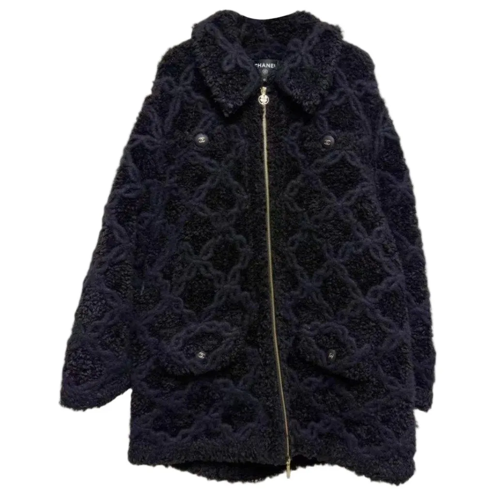 Chanel Black Cashmere Coat Black Cashmere Very good - Front View