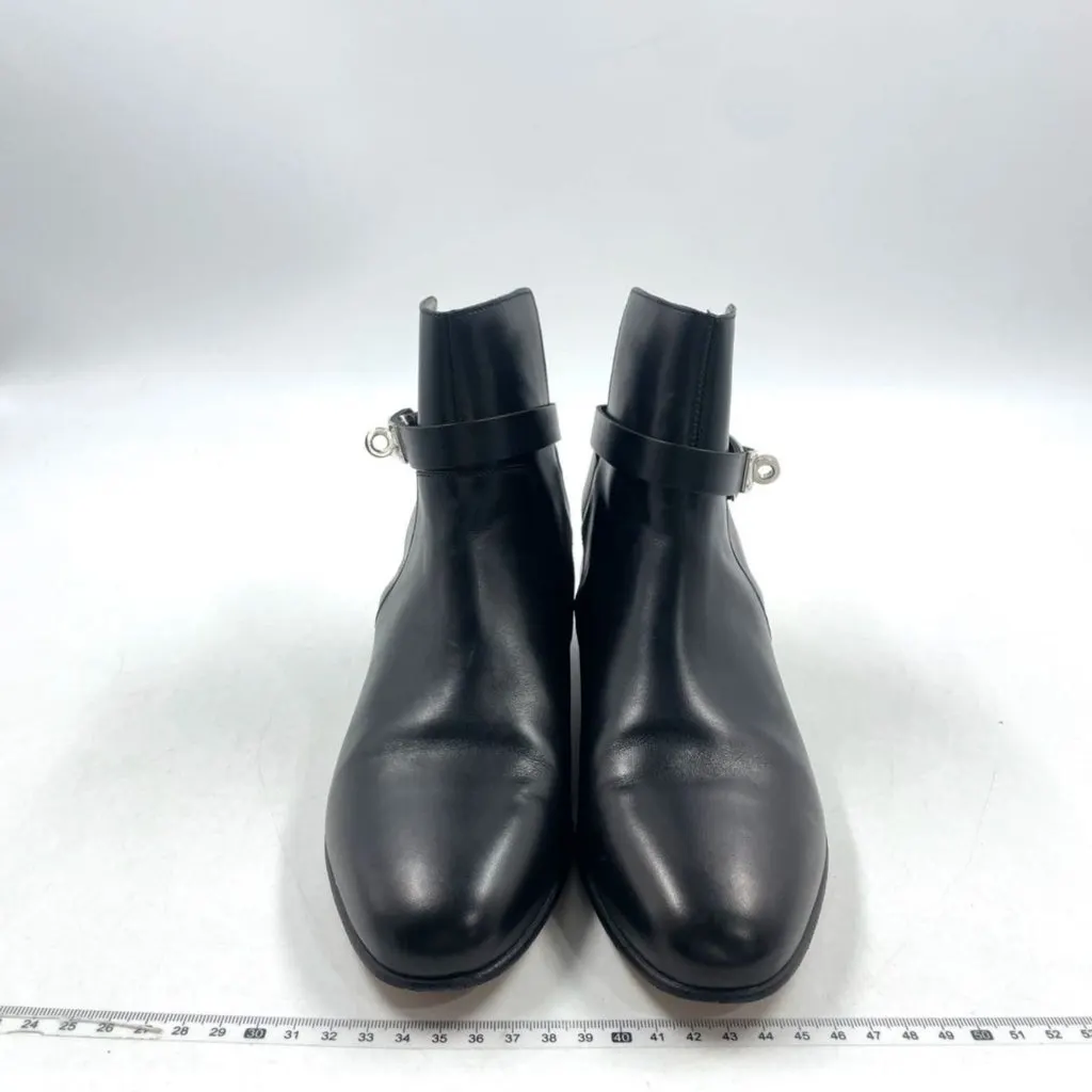 Hermes Black Leather Boots Black Leather Very good - Back View