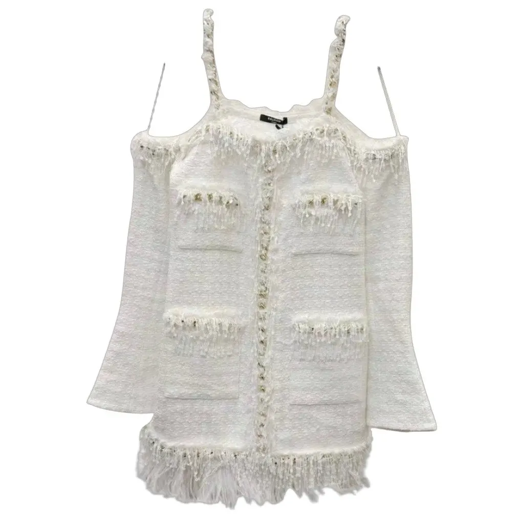 Balmain White Tweed Dress White Tweed Never worn, with tag - Front View