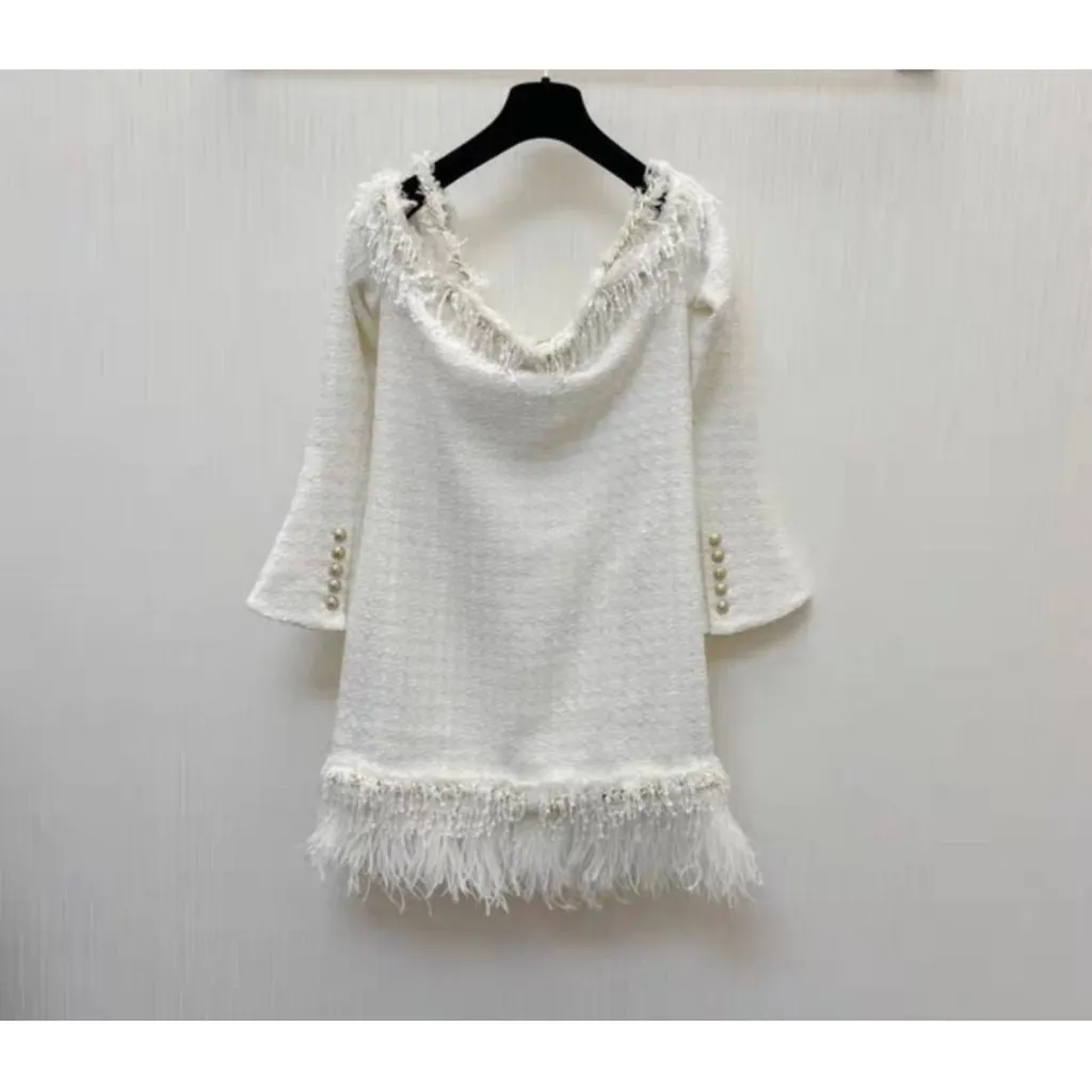 Balmain White Tweed Dress White Tweed Never worn, with tag - Inside View