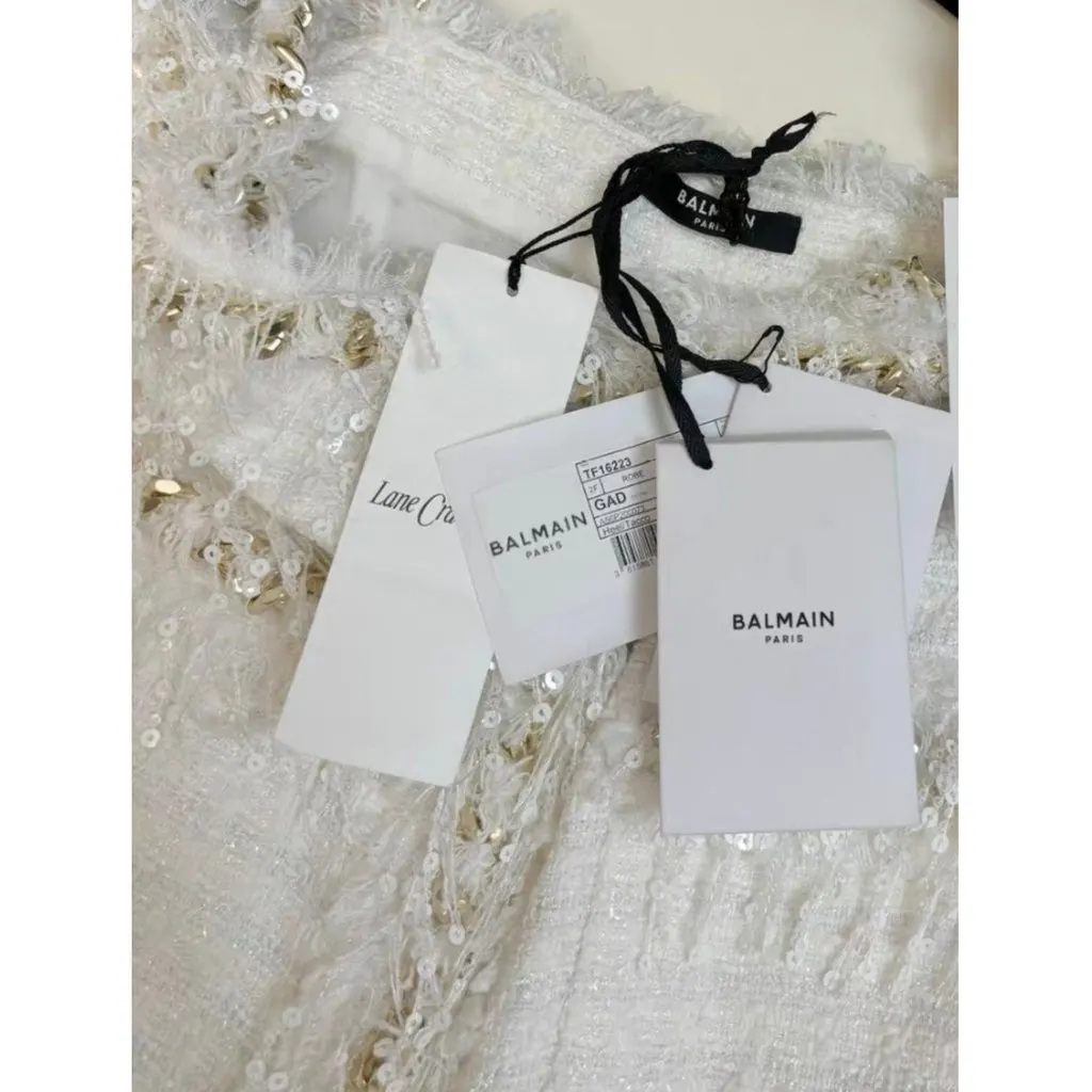 Balmain White Tweed Dress White Tweed Never worn, with tag - Box View