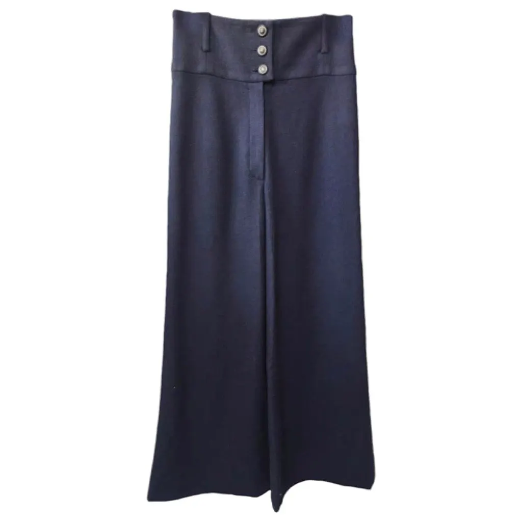Chanel Navy Wool Trousers Navy Wool Very good - Front View