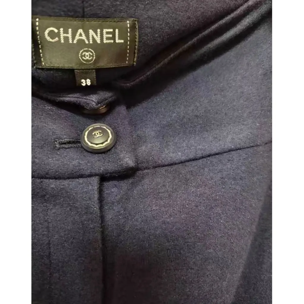 Chanel Navy Wool Trousers Navy Wool Very good - Inside View