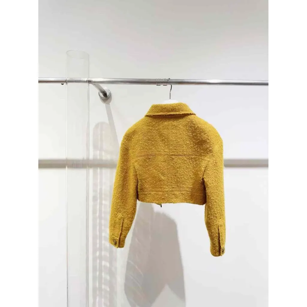 Chanel Yellow Wool Dress Yellow Wool Very good - Model View