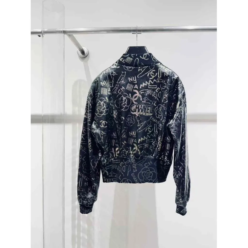 Chanel Black Leather Coat Black Leather Very good - Back View