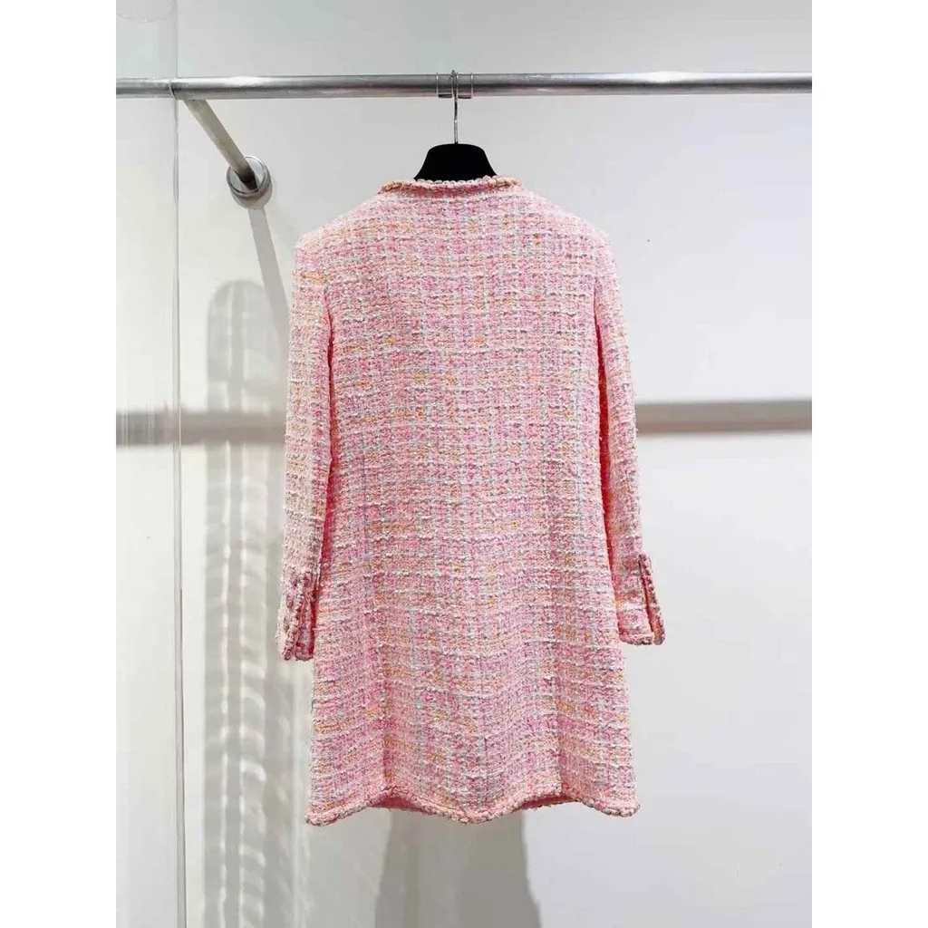Chanel Tweed Coat MultiColor Tweed Very good - Model View