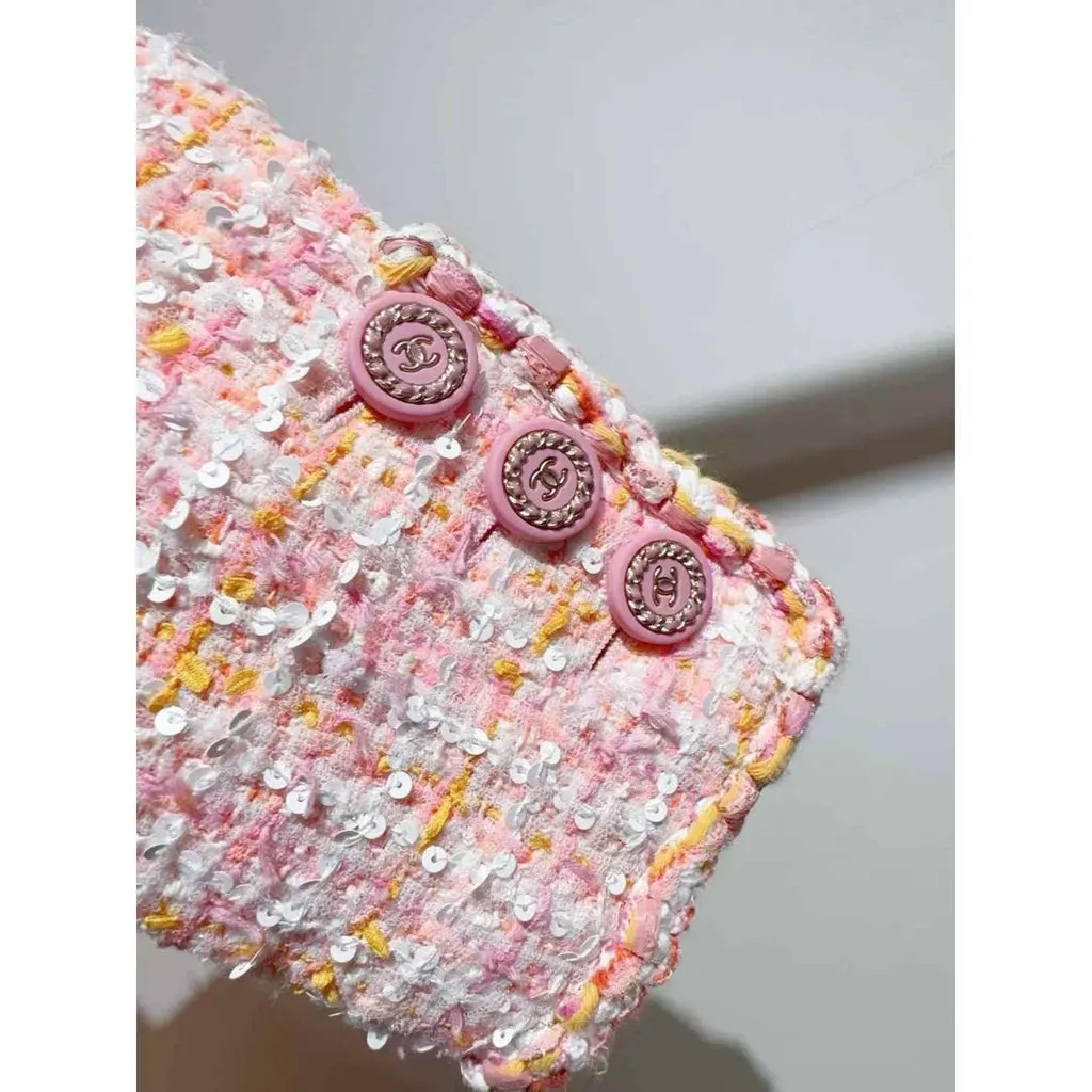 Chanel Tweed Coat MultiColor Tweed Very good - Box View