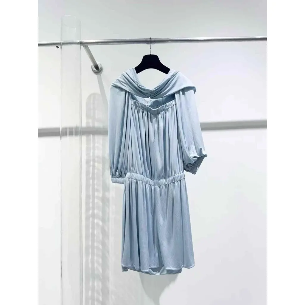 Chanel Blue Silk Dress Blue Silk Never worn, with tag - Inside View