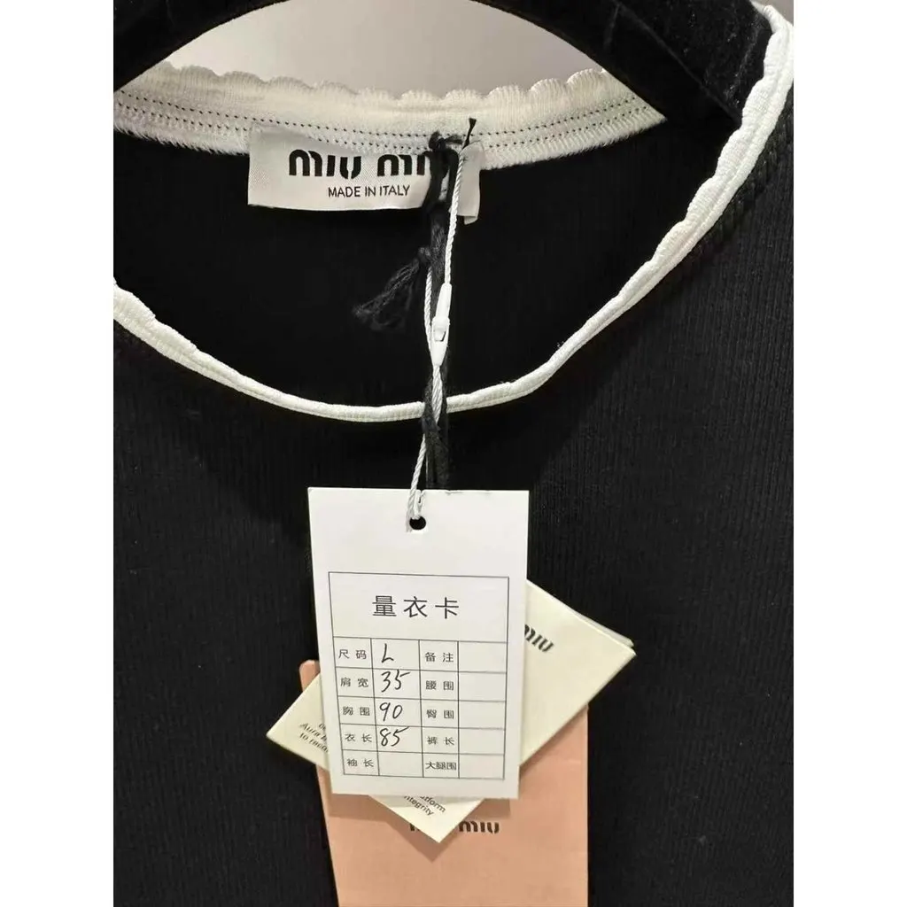 Miu Miu Black Cotton Dress Black Cotton Never worn, with tag - Model View