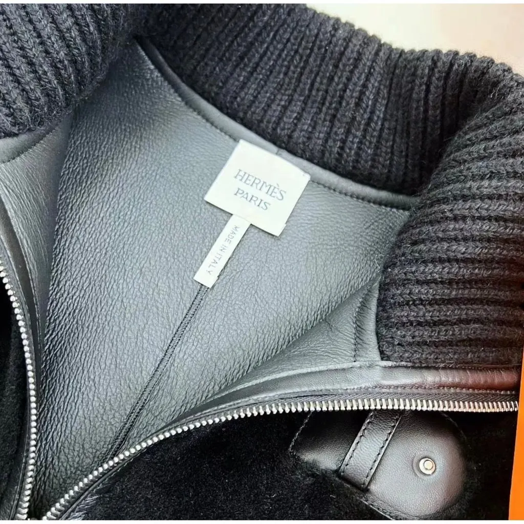 Hermes Black Shearling Coat Black Shearling Very good - Inside View