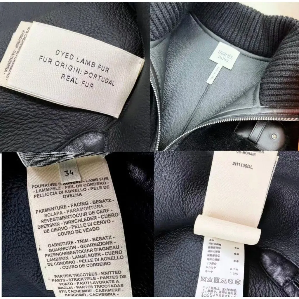 Hermes Black Shearling Coat Black Shearling Very good - Model View