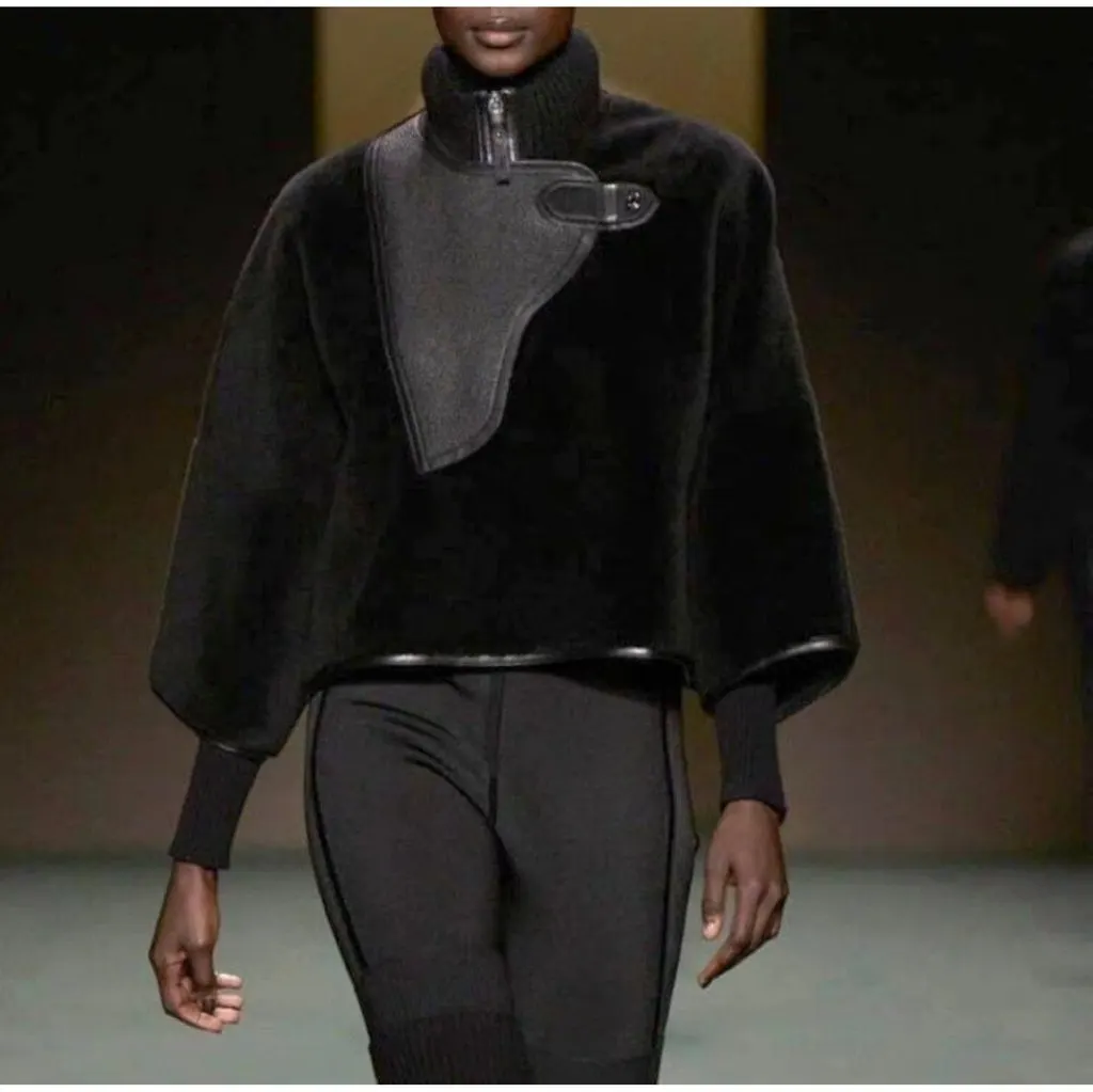 Hermes Black Shearling Coat Black Shearling Very good - Box View