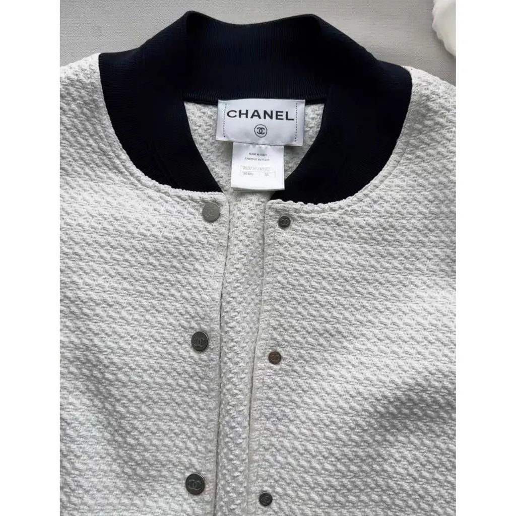 Chanel Tweed Leather Jacket MultiColor Tweed Very good - Back View