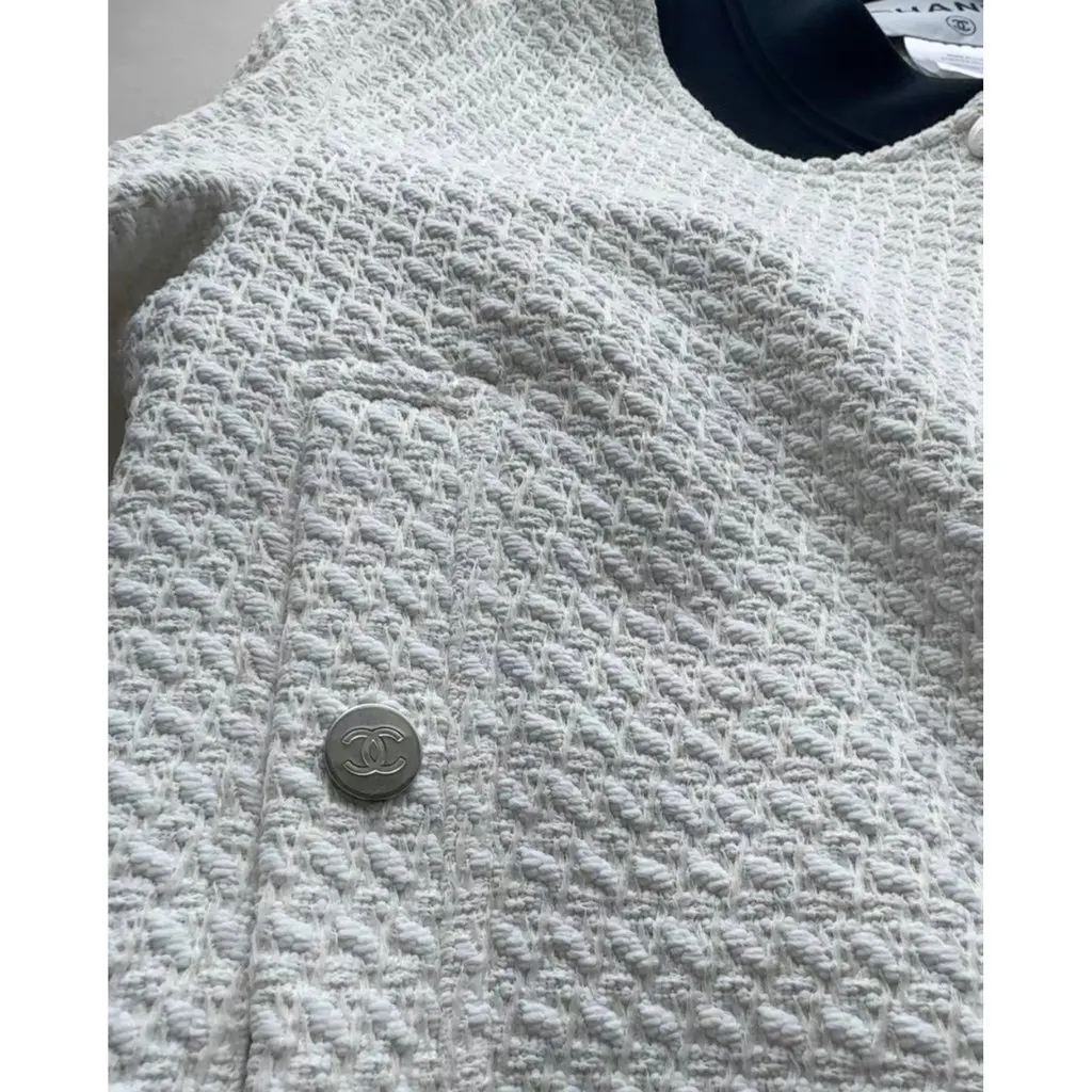 Chanel Tweed Leather Jacket MultiColor Tweed Very good - Model View