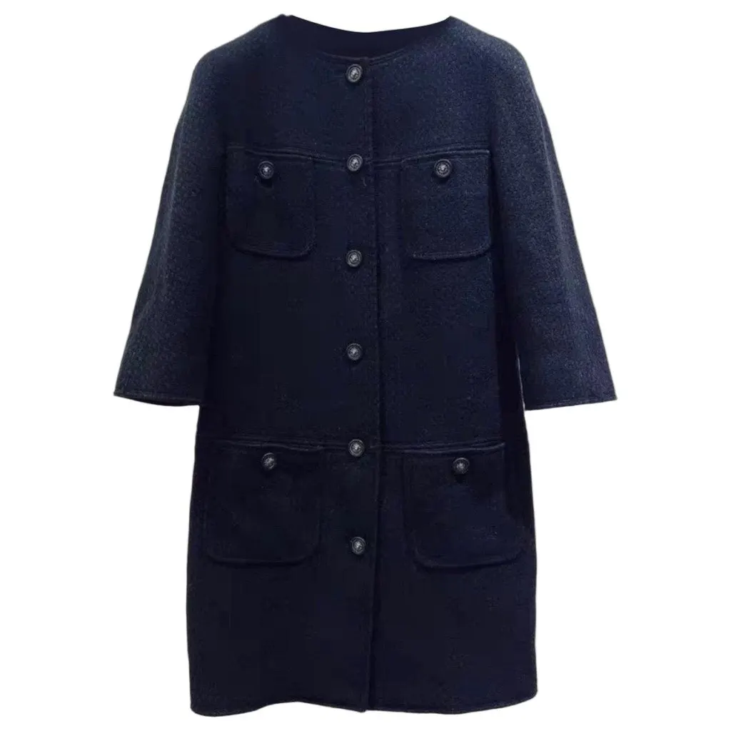 Chanel Wool Coat MultiColor Wool Very good - Front View