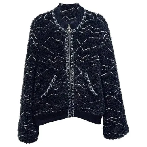Chanel Wool Leather Jacket MultiColor Wool Very good - Front View