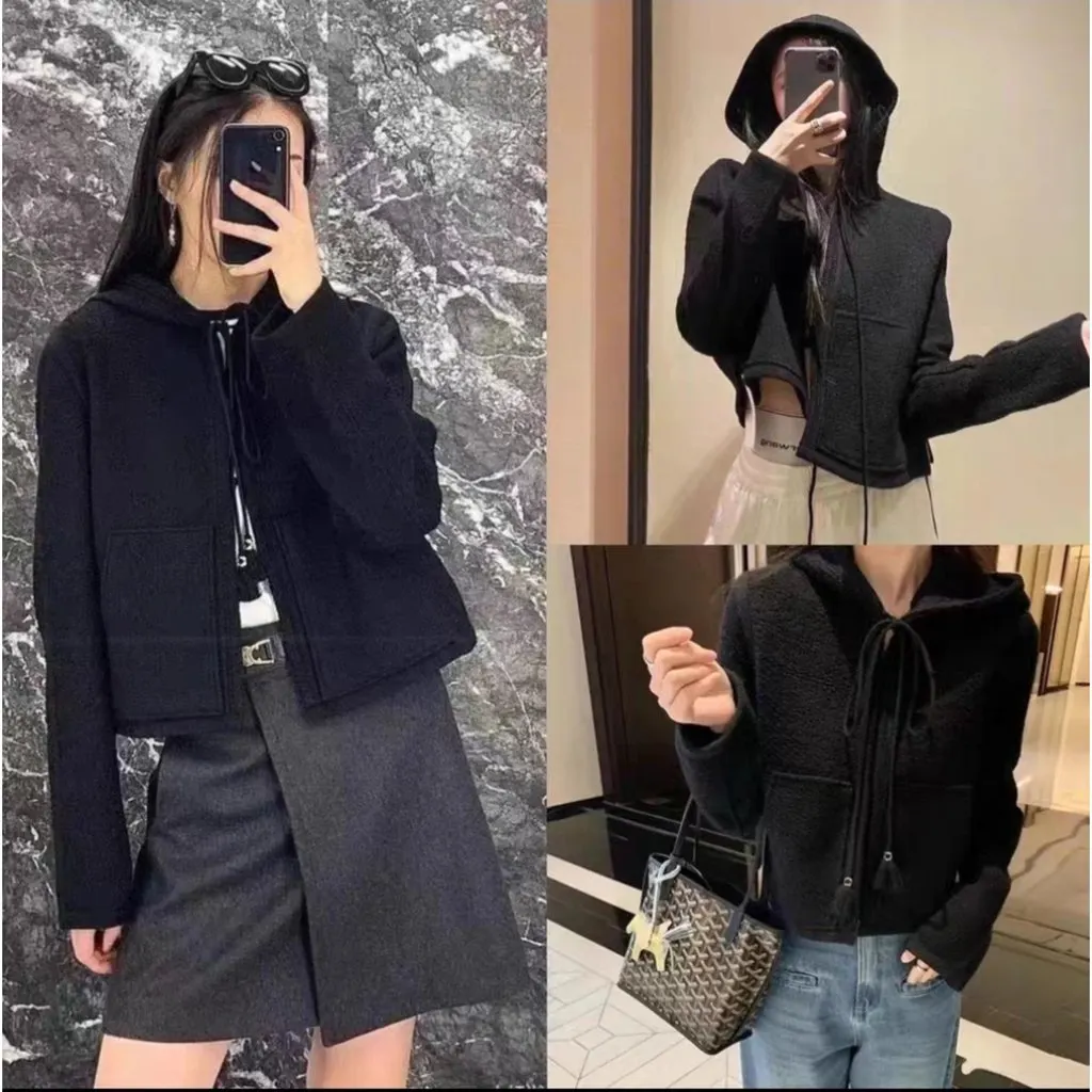 Celine Black Wool Jacket Black Wool Very good - Model View