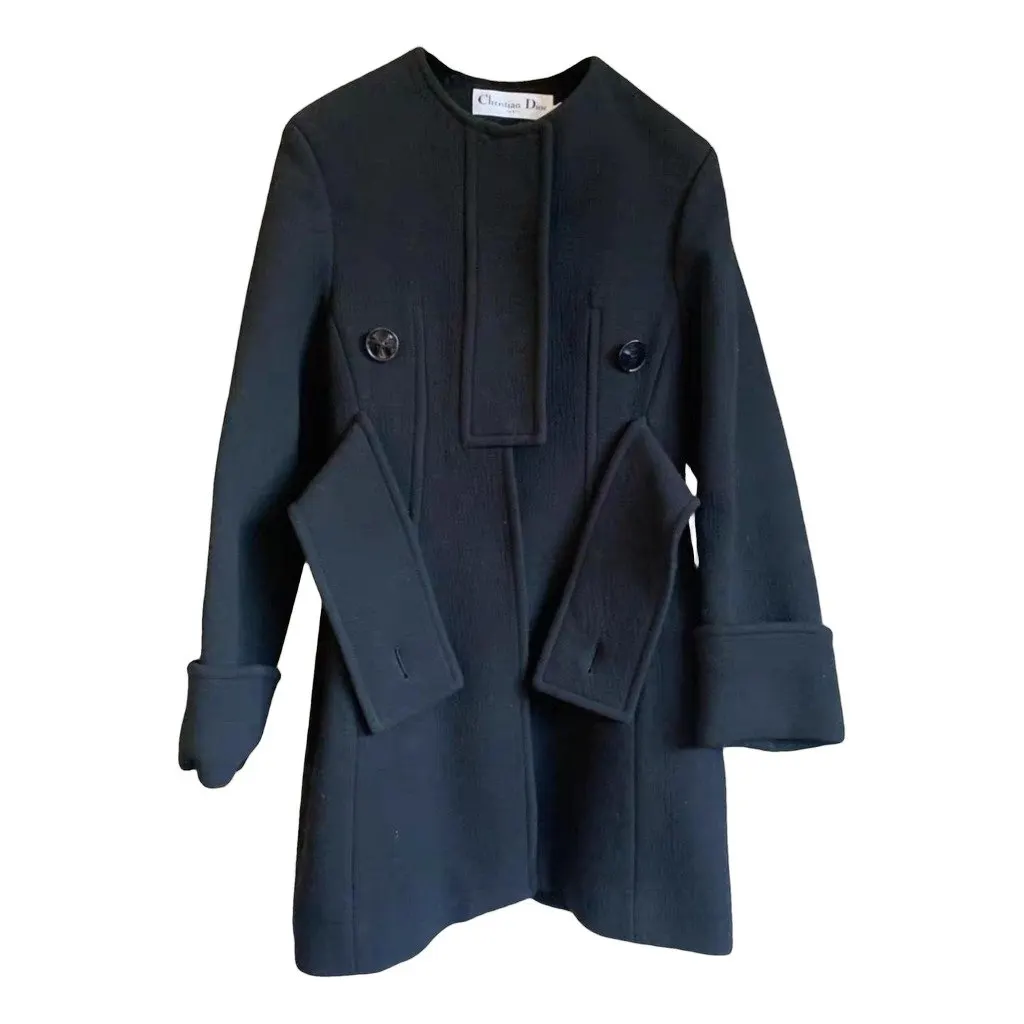 Dior Black Wool Coat Black Wool Very good - Front View