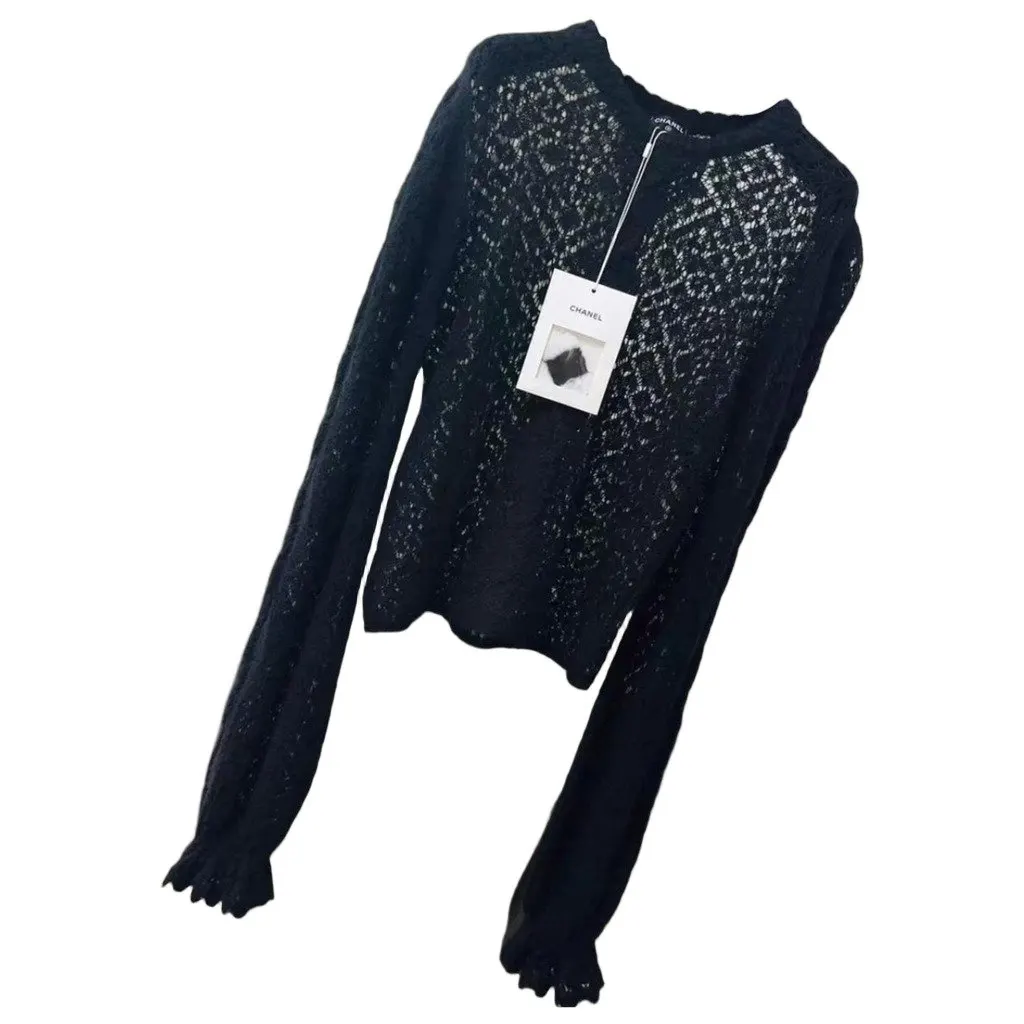 Chanel Black Wool Knitwear Black Wool Never worn, with tag - Front View