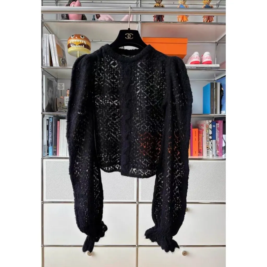 Chanel Black Wool Knitwear Black Wool Never worn, with tag - Back View
