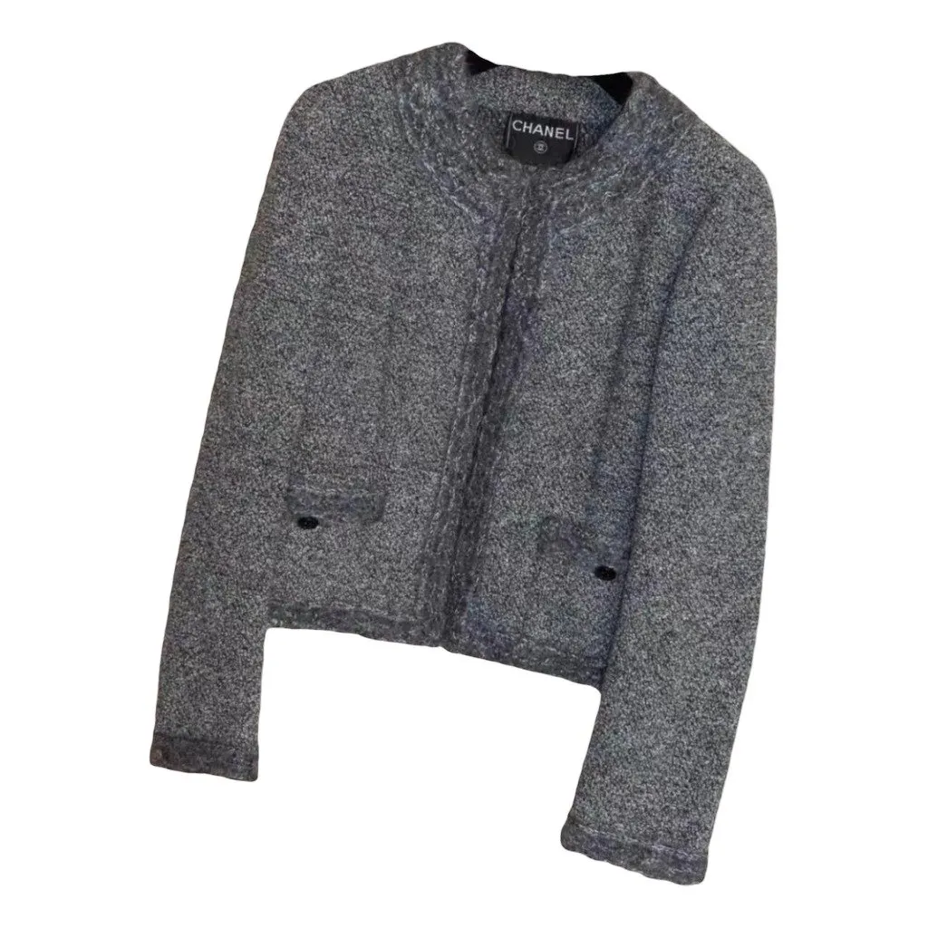 Chanel La Petite Veste Noire Grey Wool Jacket Grey Wool Very good - Front View