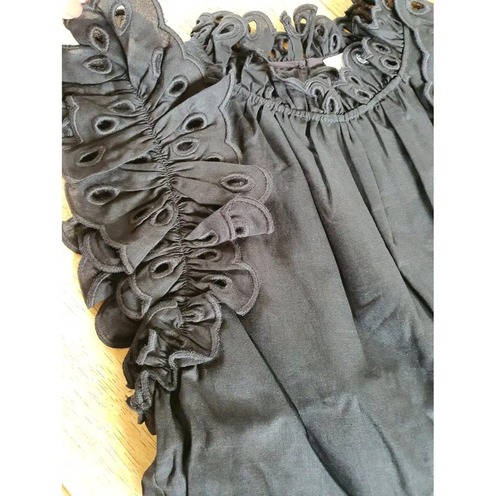 SEA New York Black Linen Dress Black Linen Very good - Back View