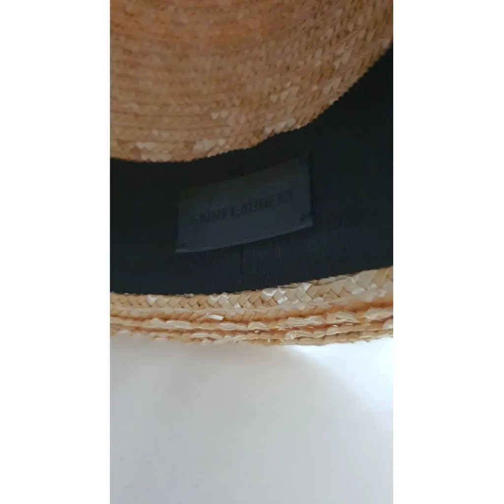 Saint Laurent Yellow Wicker Hat Yellow Very good - Inside View