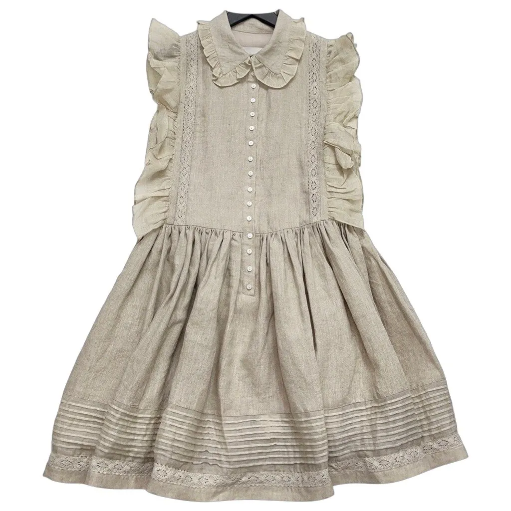 Joslin Studio Beige Linen Dress Beige Linen Very good - Front View