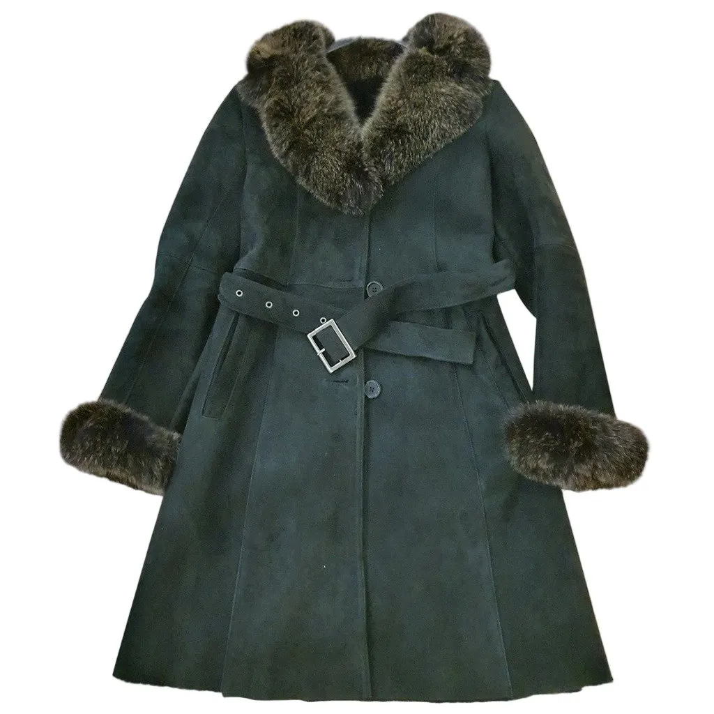 Yves Salomon Black Shearling Coat