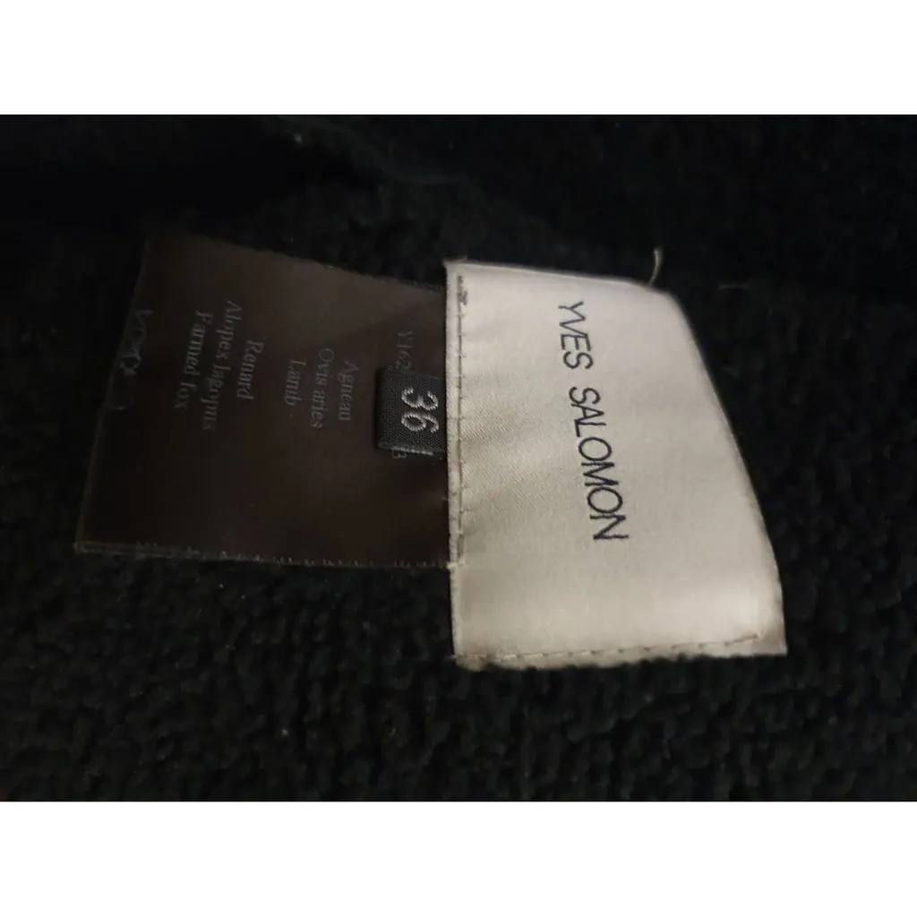 Yves Salomon Black Shearling Coat Black Shearling Very good - Box View