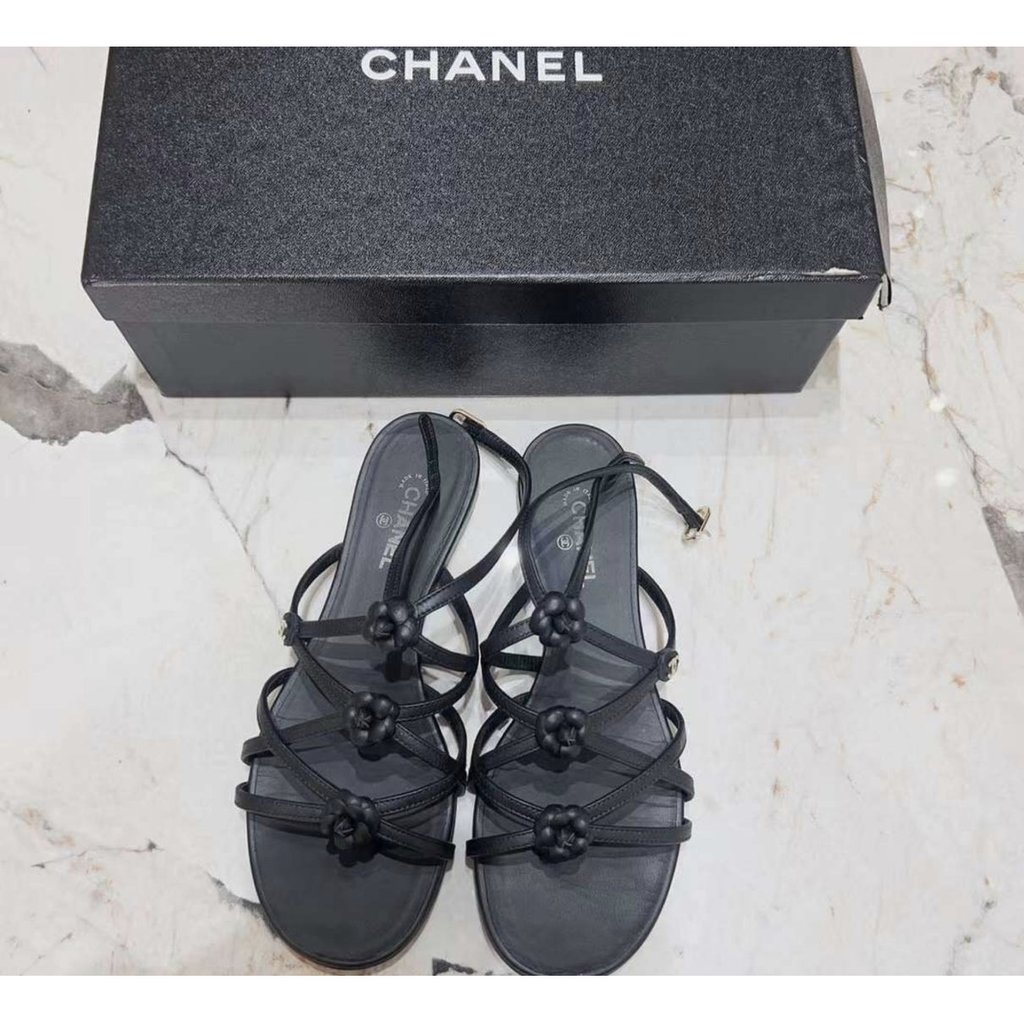 Chanel Black Leather Sandals Black EU 36 Leather | Pre-Owned