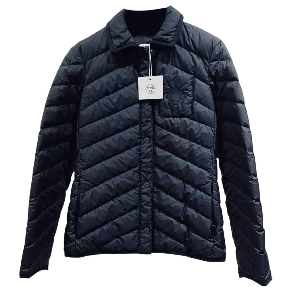Hermes Black Polyester Leather Jacket Black Polyester Never worn, with tag - Front View