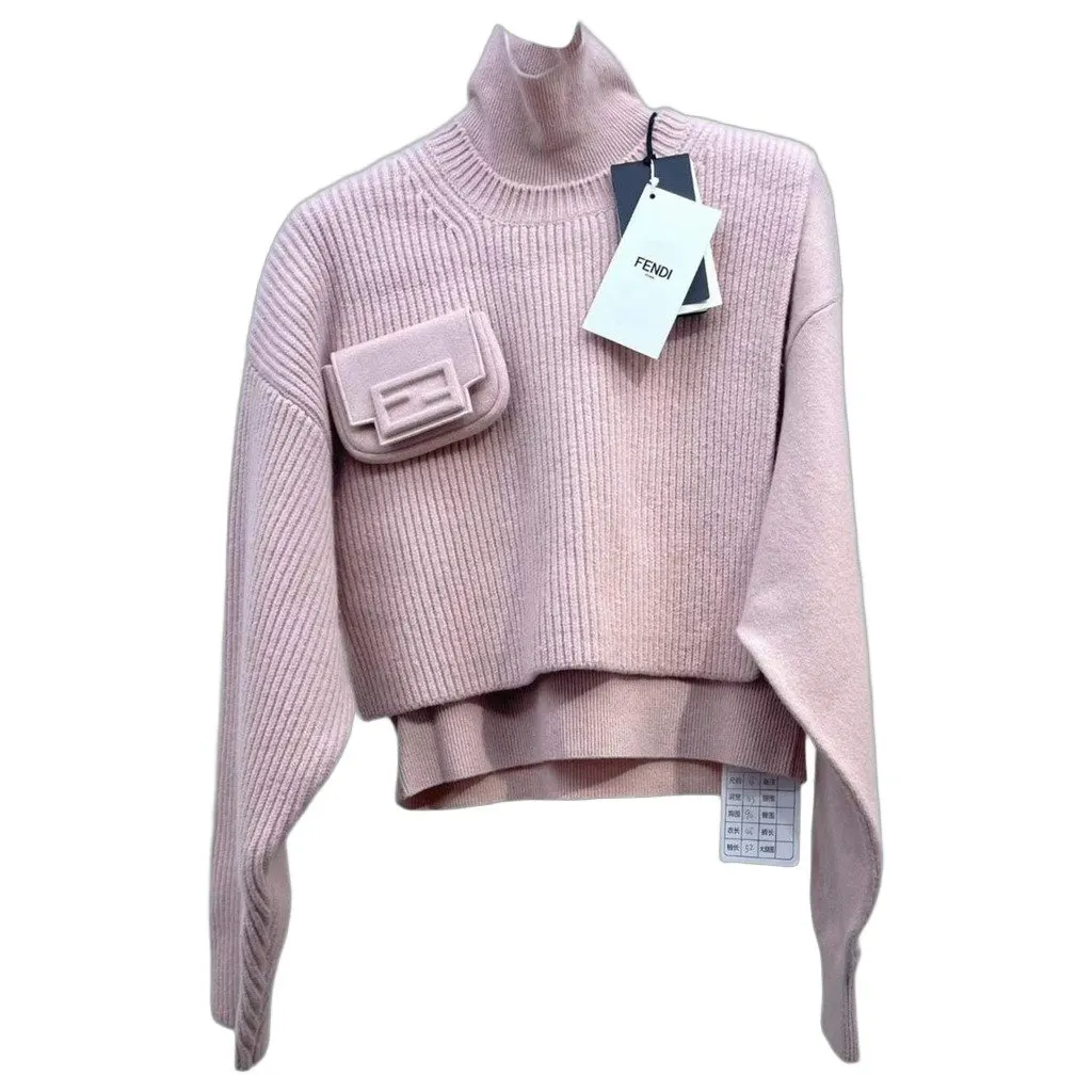 Fendi Pink Wool Knitwear Pink Wool Never worn, with tag - Front View