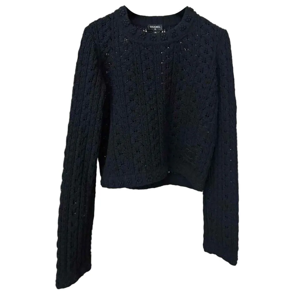 Chanel Black Cotton Knitwear Black Cotton Very good - Front View
