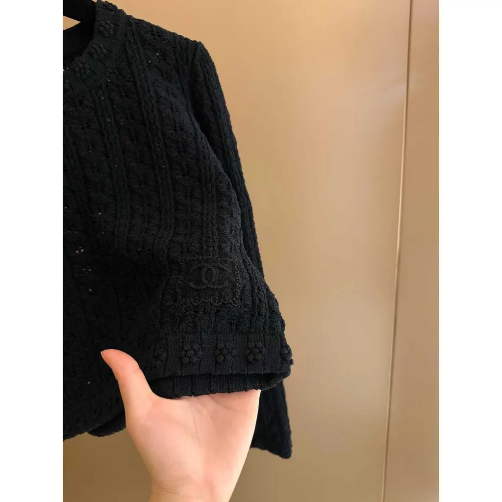 Chanel Black Cotton Knitwear Black Cotton Very good - Back View
