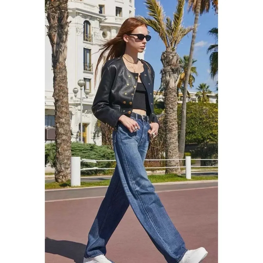 Celine Black Leather Jacket Black Leather Very good - Back View
