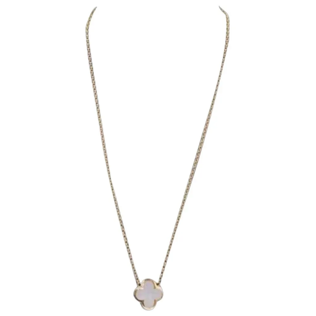 Van Cleef & Arpels Pure Alhambra White Yellow Gold Necklace White Lace Very good - Front View