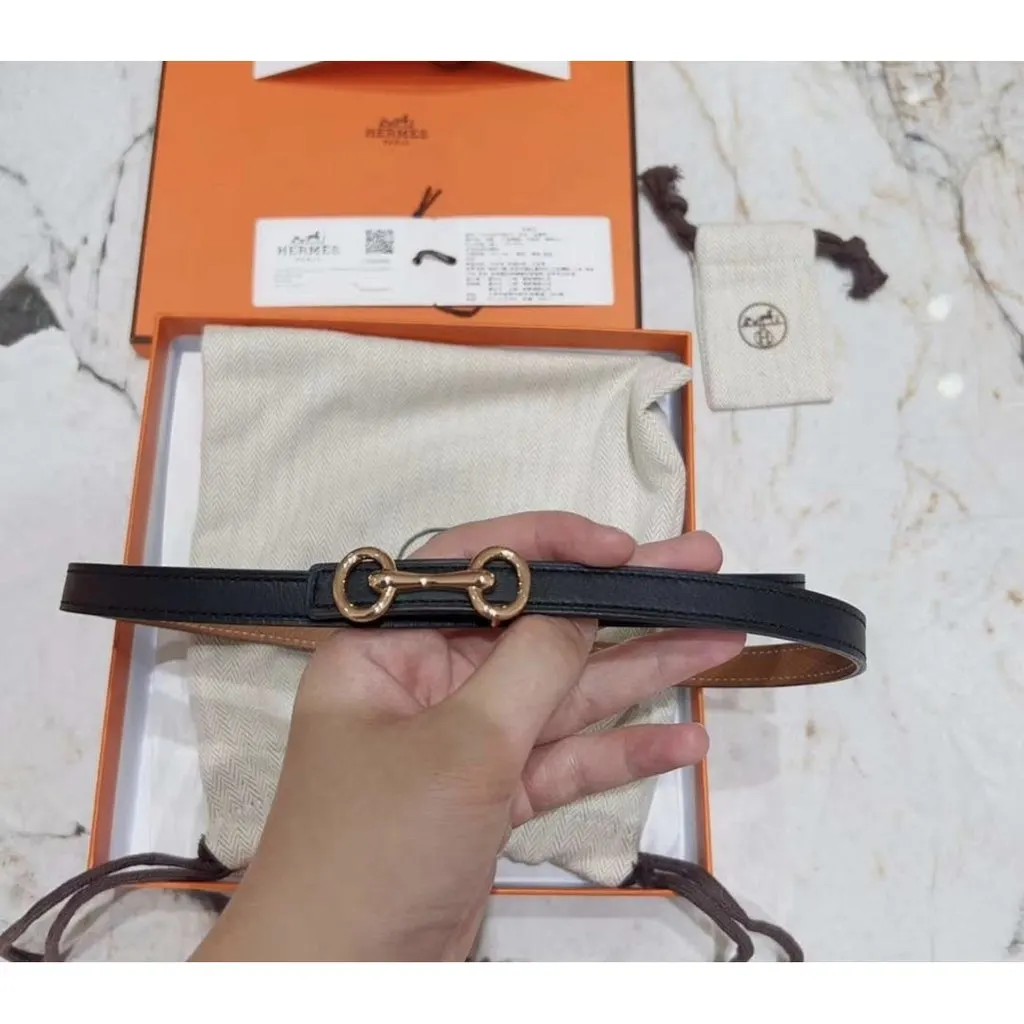 Hermes Black Leather Belt Black Leather Very good - Back View