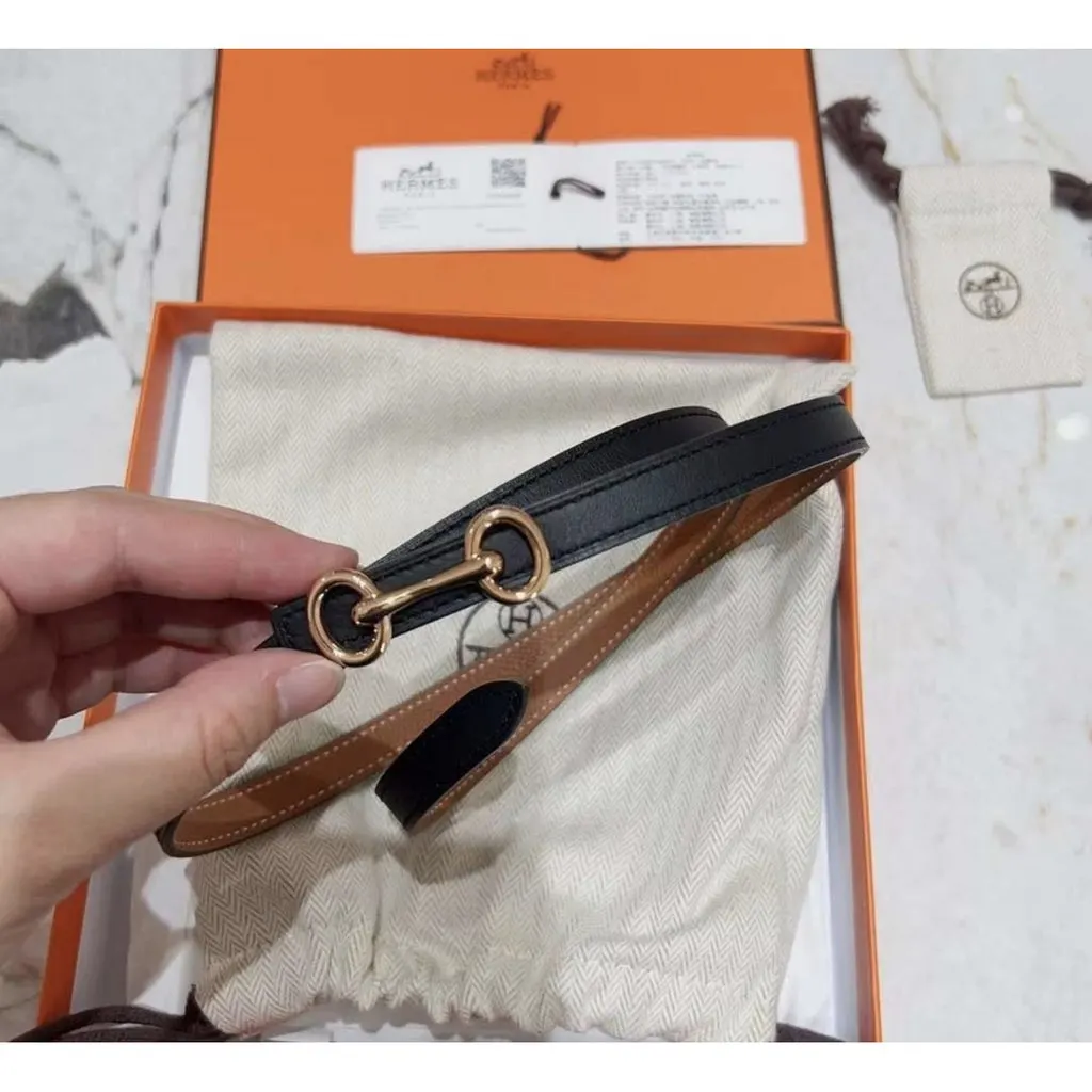 Hermes Black Leather Belt Black Leather Very good - Inside View